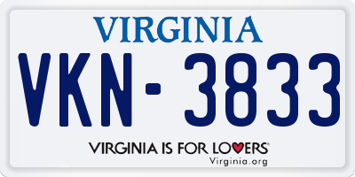 VA license plate VKN3833