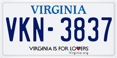 VA license plate VKN3837