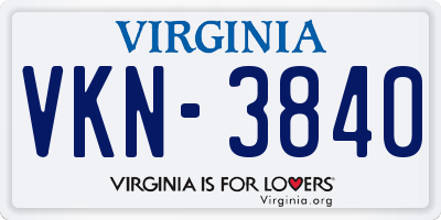 VA license plate VKN3840