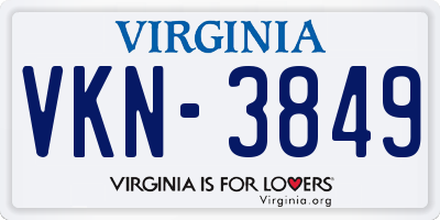 VA license plate VKN3849