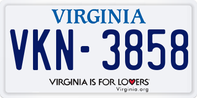 VA license plate VKN3858
