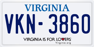 VA license plate VKN3860