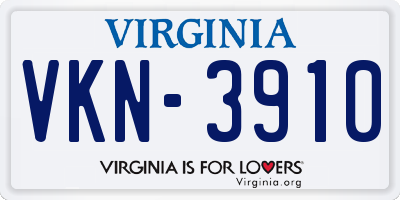 VA license plate VKN3910