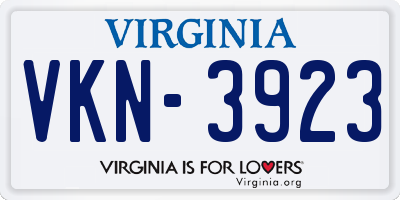 VA license plate VKN3923