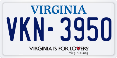 VA license plate VKN3950