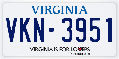 VA license plate VKN3951