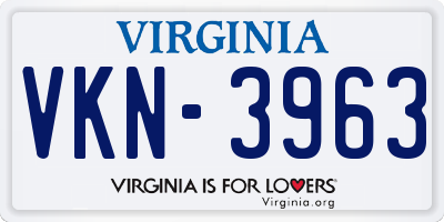 VA license plate VKN3963