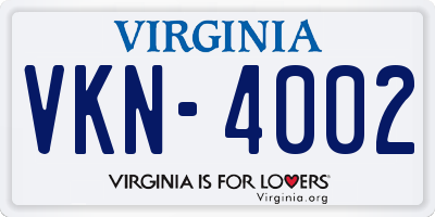 VA license plate VKN4002