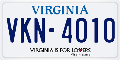 VA license plate VKN4010