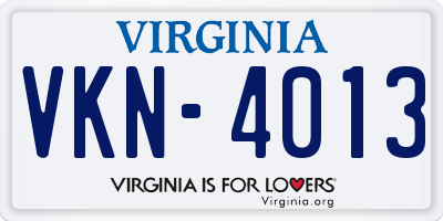 VA license plate VKN4013