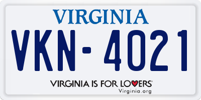 VA license plate VKN4021
