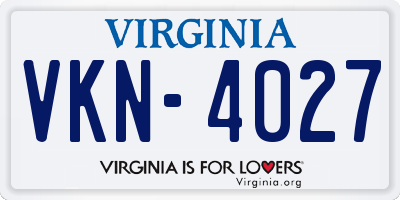 VA license plate VKN4027