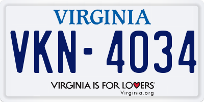 VA license plate VKN4034