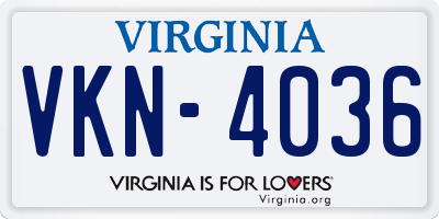 VA license plate VKN4036