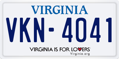 VA license plate VKN4041