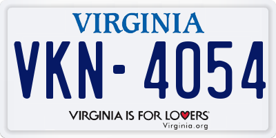 VA license plate VKN4054