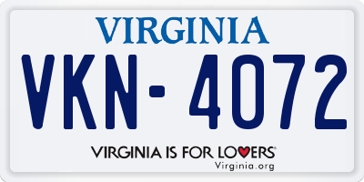 VA license plate VKN4072