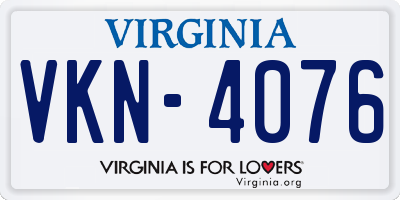 VA license plate VKN4076