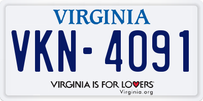 VA license plate VKN4091
