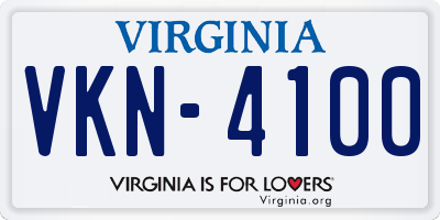 VA license plate VKN4100