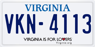 VA license plate VKN4113