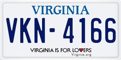 VA license plate VKN4166