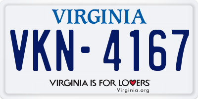 VA license plate VKN4167