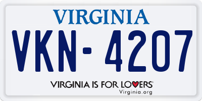 VA license plate VKN4207