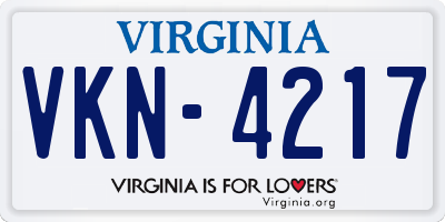 VA license plate VKN4217