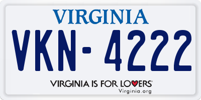 VA license plate VKN4222