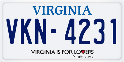 VA license plate VKN4231
