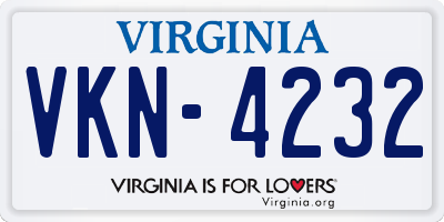 VA license plate VKN4232