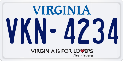 VA license plate VKN4234