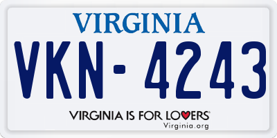 VA license plate VKN4243