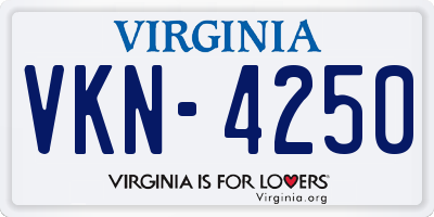 VA license plate VKN4250