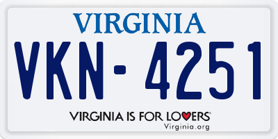 VA license plate VKN4251
