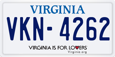VA license plate VKN4262