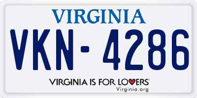 VA license plate VKN4286