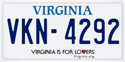 VA license plate VKN4292