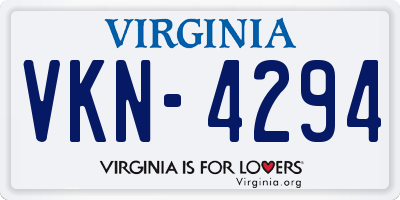 VA license plate VKN4294