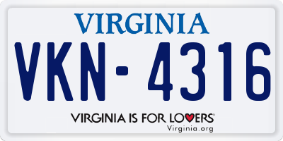 VA license plate VKN4316