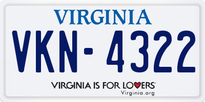 VA license plate VKN4322