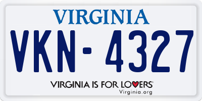 VA license plate VKN4327