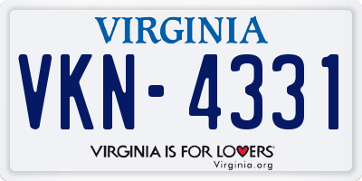 VA license plate VKN4331