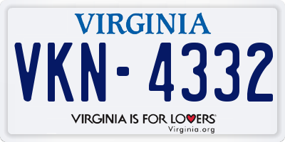 VA license plate VKN4332