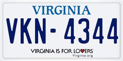 VA license plate VKN4344