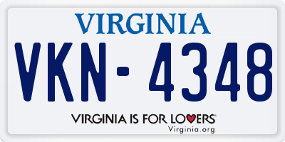 VA license plate VKN4348