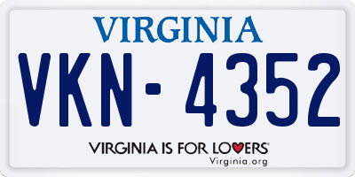 VA license plate VKN4352