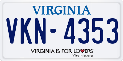 VA license plate VKN4353