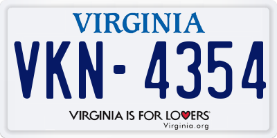 VA license plate VKN4354